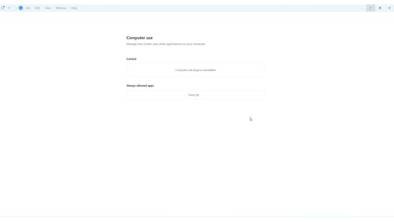 Codex computer use settings