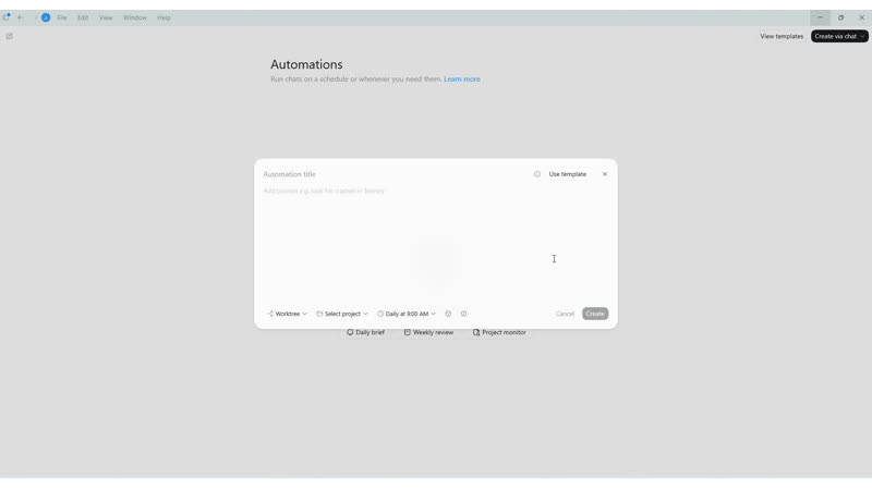 Codex automations settings